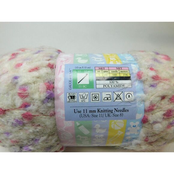 Baby Bee Yarn Skein White Pink Lilac 100% Polyamide 168 yds. - Picture 4 of 6